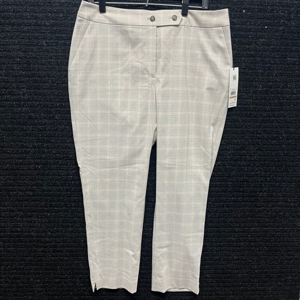 Calvin Klein Womens Grey Plaid Straight Leg Dress Pants Size 12 S32PO720 - Picture 1 of 7